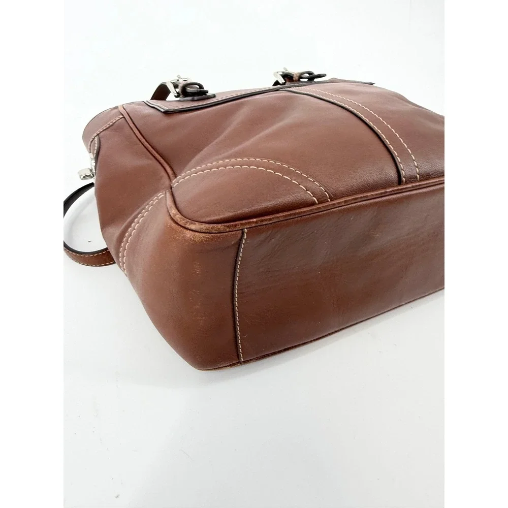 Coach Brown Leather Tote Bag F11396 Vintage Shoulder Bag Purse Silver Hardware - Picture 11 of 15